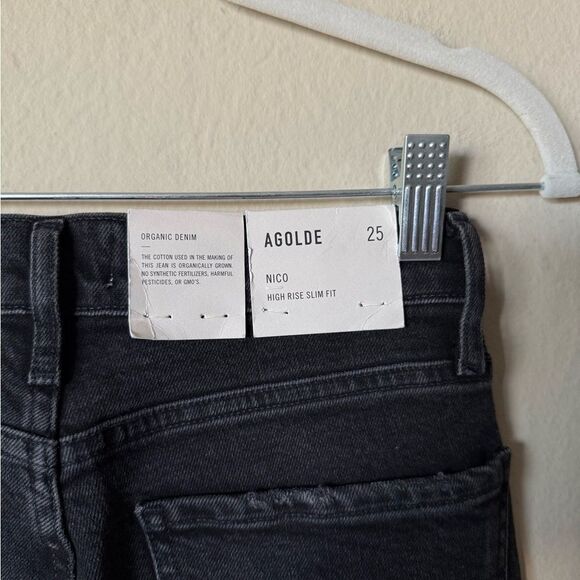 NWOT Agolde Nico High Rise Slim Fit Black Jeans Size 25 - Picture 11 of 13